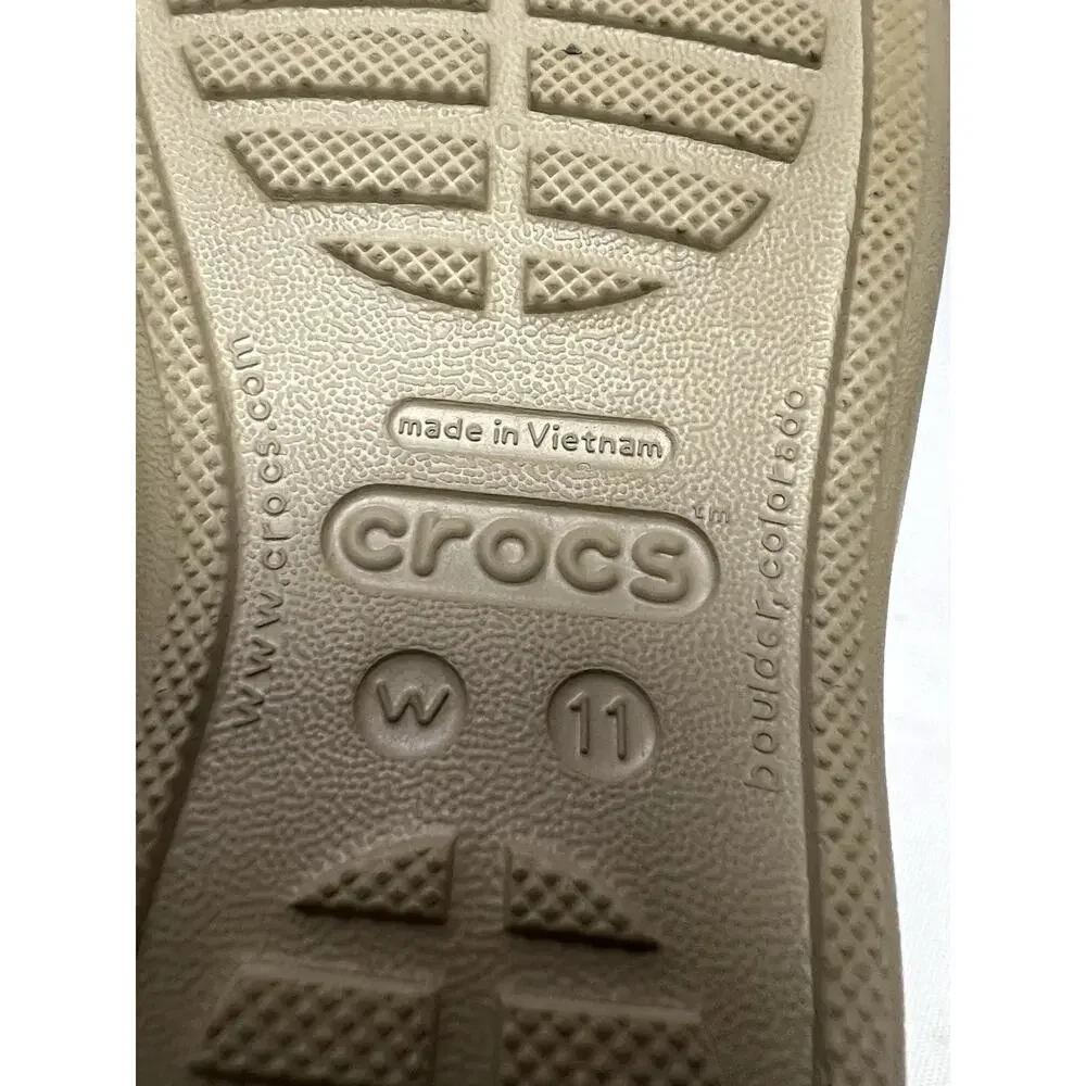 Crocs Patricia II Wedge Slide On Sandals Strappy Khaki & Oyster Color Size 11